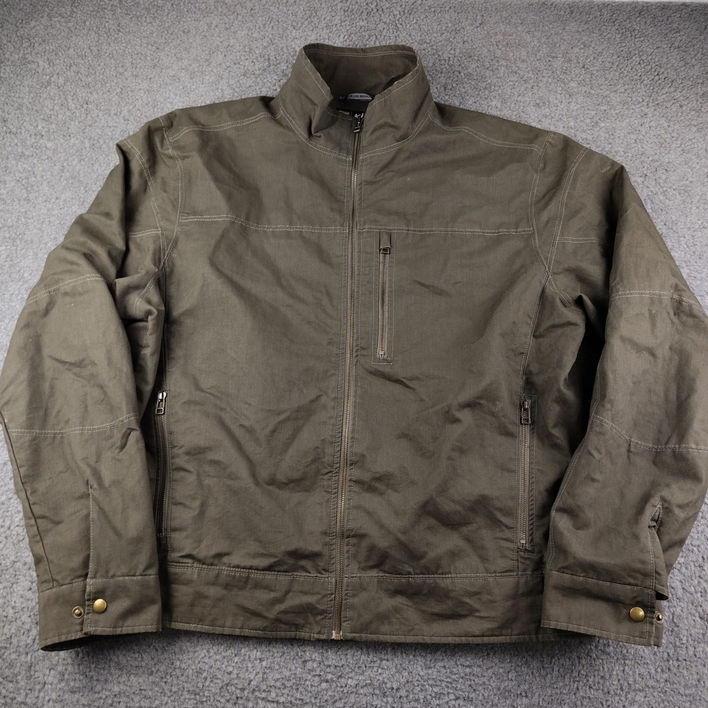 KÜHL Burr Canvas Jacket Mens 2XL XXL Olive Green Cotton Fleece Lined